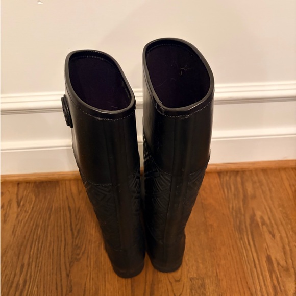 Tory Burch Black Quilted Rain Boots - Picture 4 of 8